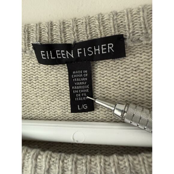 Eileen Fisher Cashmere Knit Pullover Sweater Women's Size LARGE Grey - Picture 3 of 8